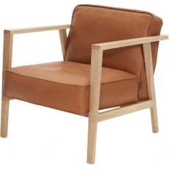 Andersen LC1 Loungesessel, Weiß Pigmentiert Eiche/Cognacfarben