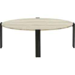 AYTM Tribus Kaffeetisch Oval, Schwarz / Travertinfarben