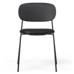 Note Stuhl Schwarz, Schwarz Leder / Schwarz Eiche