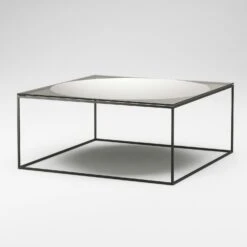 Observe Kaffeetisch 89x89 Cm, In Rauchfarbenem Glas / Eingefügt Spiegel -Möbelgeschäft decotique observe coffee table 89x89 cm 14