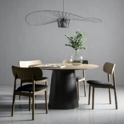 Social Esstisch Natürlich Eiche / Schwarz Eiche, 130 Cm -Möbelgeschäft decotique social esstisch d130 cm 9