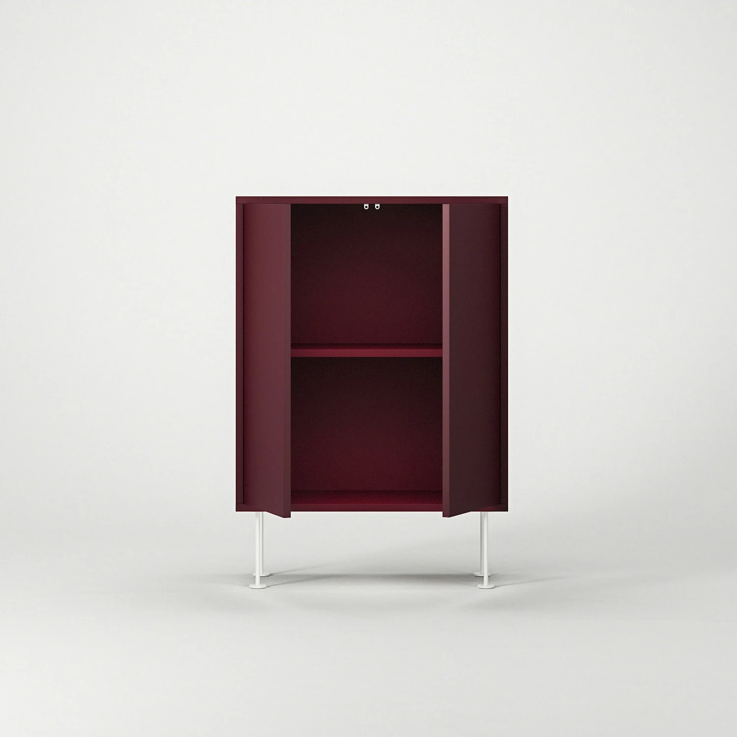 Vogue 64 Schränkchen, Weinrot / Weiß 7 Vogue 64 Schränkchen, Weinrot / Weiß – Bild 5