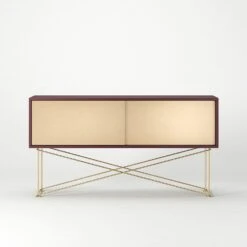 Vogue Fernsehbank 136 Cm Zwei Messing-Schiebetüren Und Gestell, Weinrot/Messing 9 Vogue Fernsehbank 136 Cm Zwei Messing-Schiebetüren Und Gestell, Weinrot/Messing -Möbelgeschäft decotique vogue fernsehbank 136 cm zwei messing schiebeturen und gestell 124