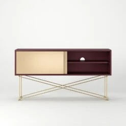 Vogue Fernsehbank 136 Cm Zwei Messing-Schiebetüren Und Gestell, Weinrot/Messing 12 Vogue Fernsehbank 136 Cm Zwei Messing-Schiebetüren Und Gestell, Weinrot/Messing -Möbelgeschäft decotique vogue fernsehbank 136 cm zwei messing schiebeturen und gestell 127