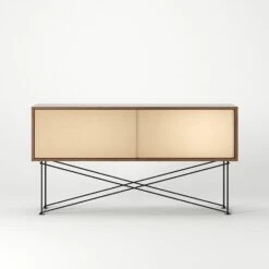 Vogue Fernsehbank 136 Cm Zwei Messing-Schiebetüren Und Gestell, Walnuss/Schwarz -Möbelgeschäft decotique vogue fernsehbank 136 cm zwei messing schiebeturen und gestell 60