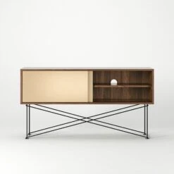 Vogue Fernsehbank 136 Cm Zwei Messing-Schiebetüren Und Gestell, Walnuss/Schwarz -Möbelgeschäft decotique vogue fernsehbank 136 cm zwei messing schiebeturen und gestell 63