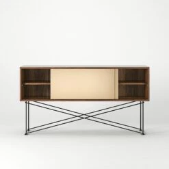 Vogue Fernsehbank 136 Cm Zwei Messing-Schiebetüren Und Gestell, Walnuss/Schwarz -Möbelgeschäft decotique vogue fernsehbank 136 cm zwei messing schiebeturen und gestell 64