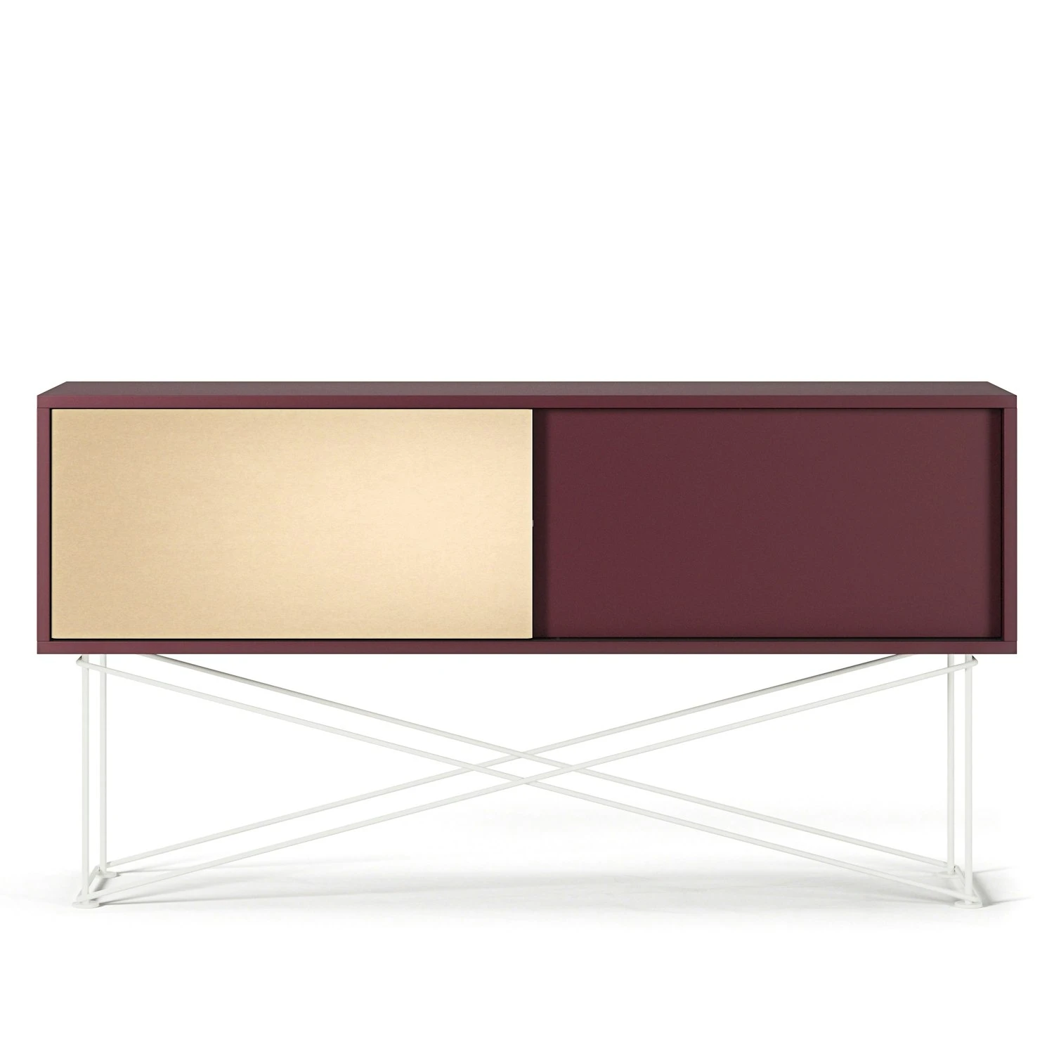 Vogue Fernsehbank 136 Messing-Schiebetüre Und Gestell, Weinrot/Weiß 3 Vogue Fernsehbank 136 Messing-Schiebetüre Und Gestell, Weinrot/Weiß