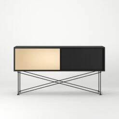 Vogue Fernsehbank 136 Messing-Schiebetüre Und Gestell, Anthrazit/Schwarz -Möbelgeschäft decotique vogue fernsehbank 136 messing schiebeture und gestell 26