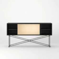 Vogue Fernsehbank 136 Messing-Schiebetüre Und Gestell, Anthrazit/Schwarz -Möbelgeschäft decotique vogue fernsehbank 136 messing schiebeture und gestell 30