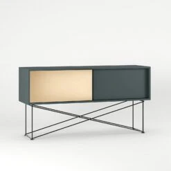 Vogue Fernsehbank 136 Messing-Schiebetüre Und Gestell, Grau/Schwarz -Möbelgeschäft decotique vogue fernsehbank 136 messing schiebeture und gestell 54