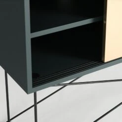 Vogue Fernsehbank 136 Messing-Schiebetüre Und Gestell, Grau/Schwarz -Möbelgeschäft decotique vogue fernsehbank 136 messing schiebeture und gestell 55