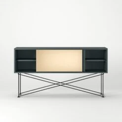 Vogue Fernsehbank 136 Messing-Schiebetüre Und Gestell, Grau/Schwarz -Möbelgeschäft decotique vogue fernsehbank 136 messing schiebeture und gestell 57