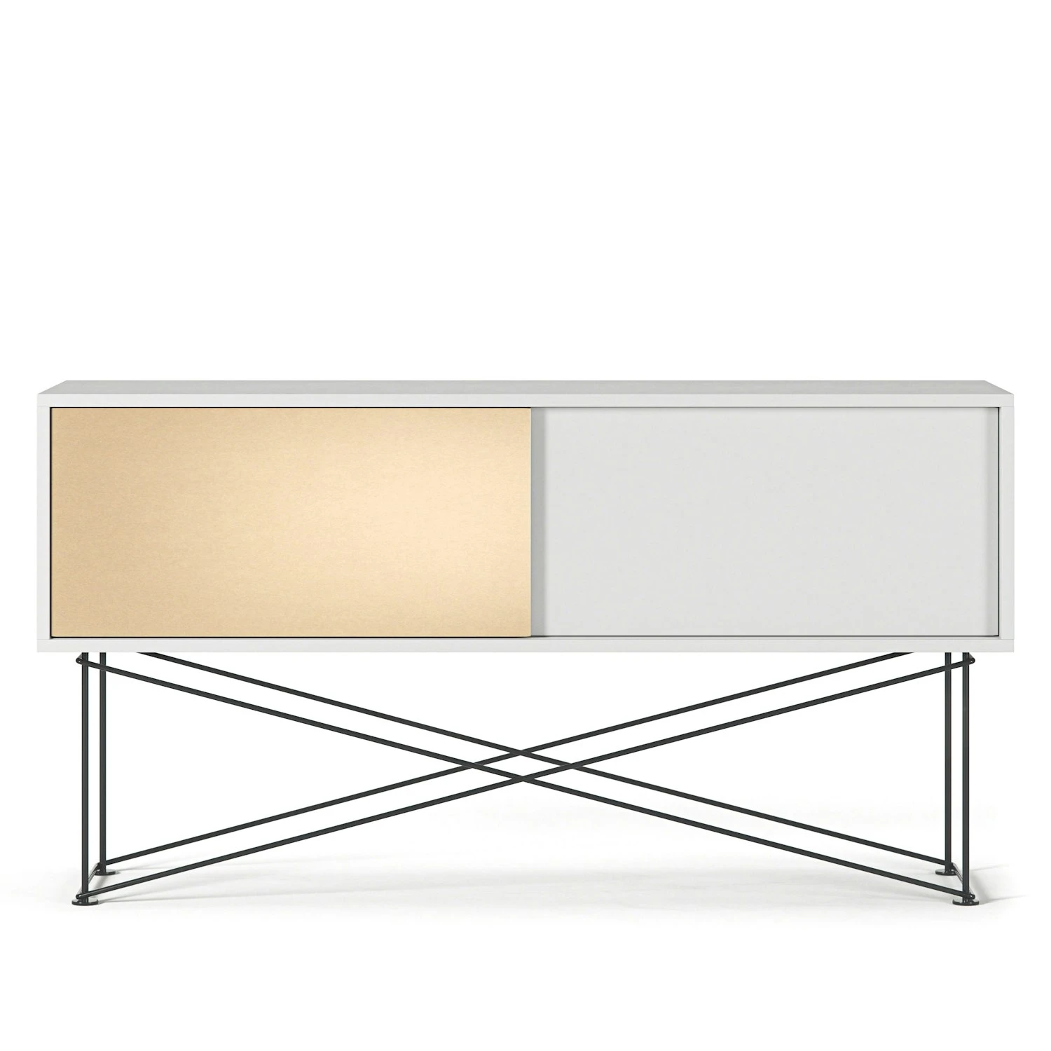 Vogue Fernsehbank 136 Messing-Schiebetüre Und Gestell, Weiß/Schwarz 3 Vogue Fernsehbank 136 Messing-Schiebetüre Und Gestell, Weiß/Schwarz