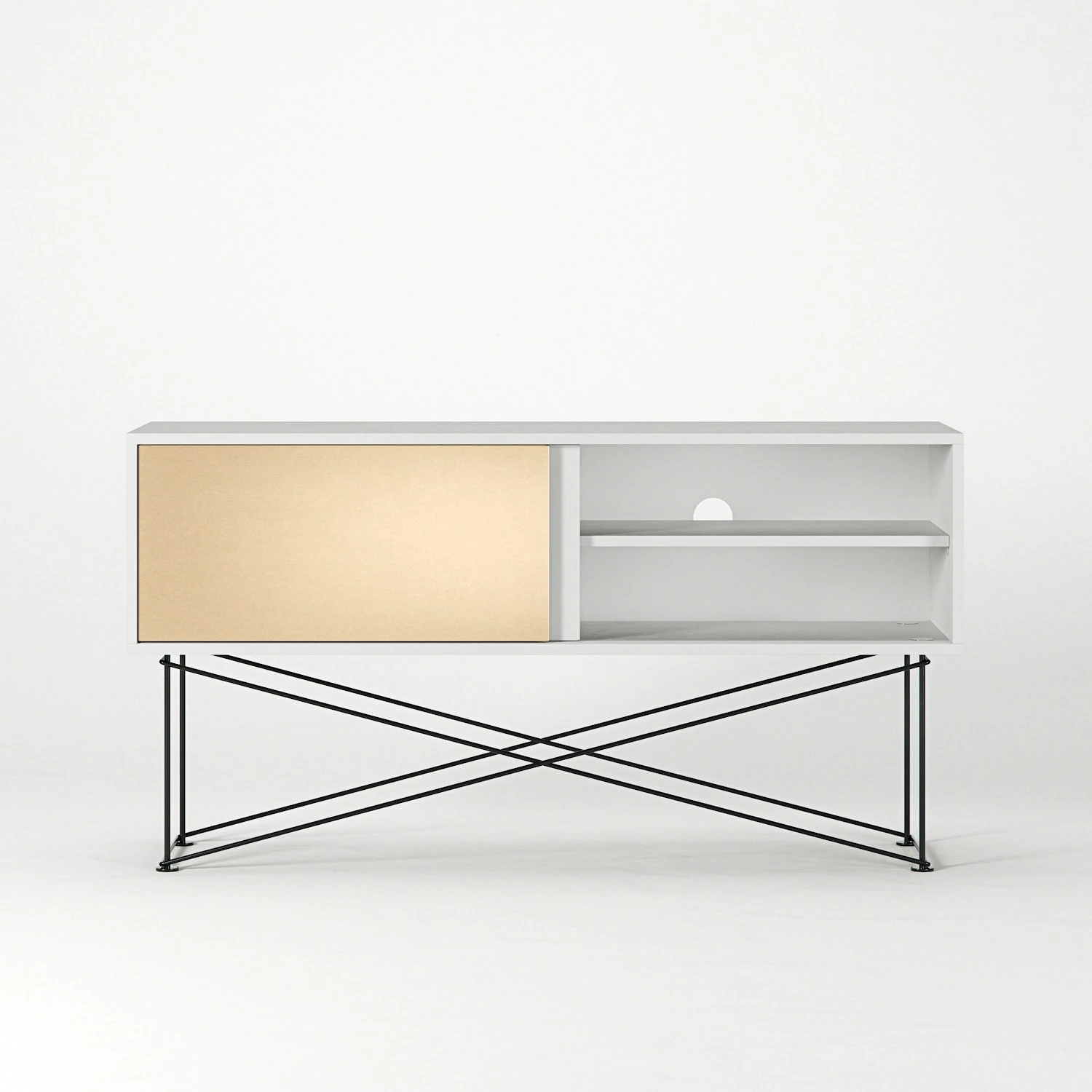 Vogue Fernsehbank 136 Messing-Schiebetüre Und Gestell, Weiß/Schwarz 7 Vogue Fernsehbank 136 Messing-Schiebetüre Und Gestell, Weiß/Schwarz – Bild 5