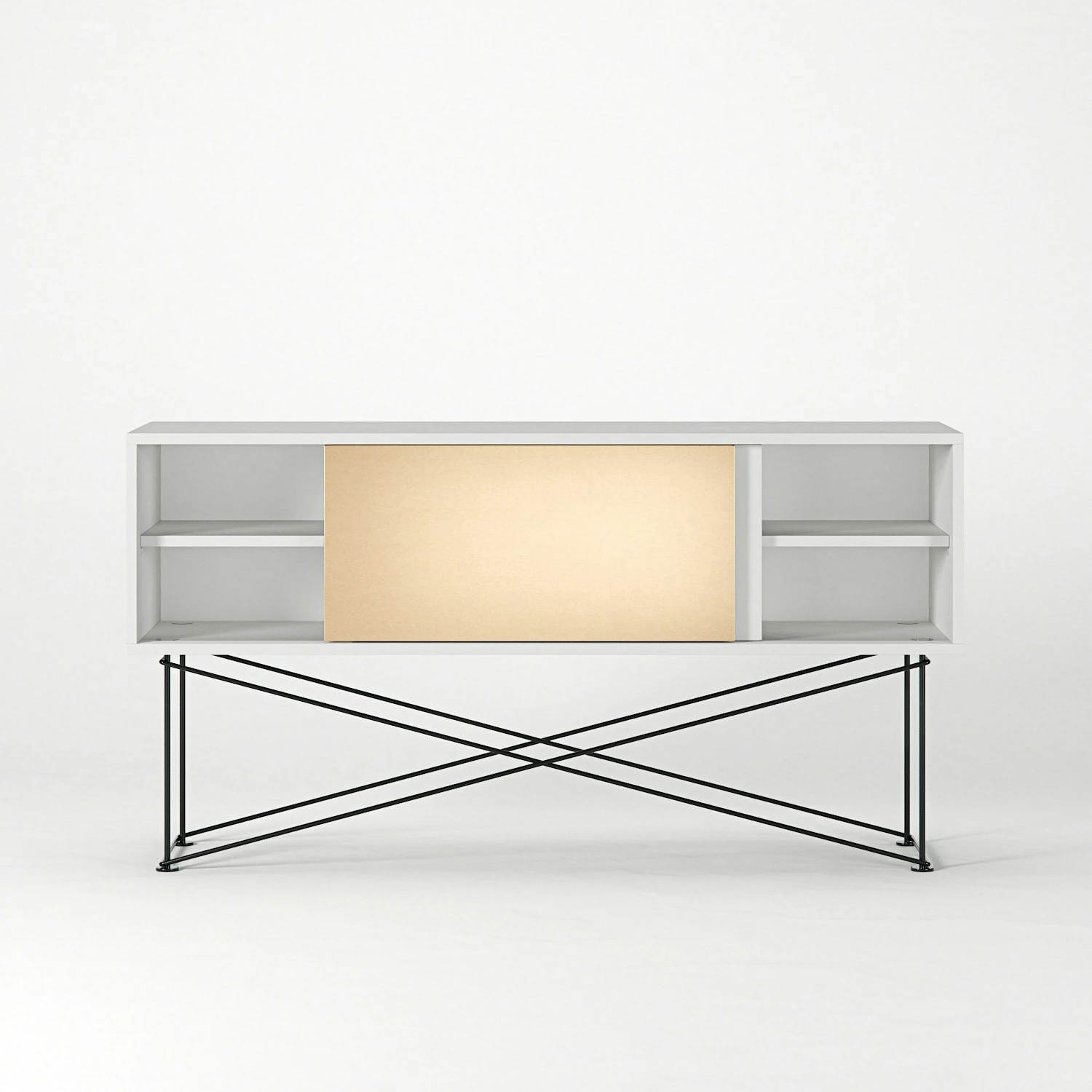 Vogue Fernsehbank 136 Messing-Schiebetüre Und Gestell, Weiß/Schwarz 8 Vogue Fernsehbank 136 Messing-Schiebetüre Und Gestell, Weiß/Schwarz – Bild 6