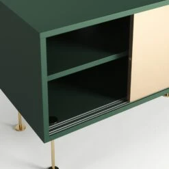 Vogue Fernsehbank 136 Messingtüren Und Messingbeine, Grün/Messing -Möbelgeschäft decotique vogue fernsehbank 136 messingturen und messingbeine 46