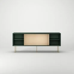 Vogue Fernsehbank 136 Messingtüren Und Messingbeine, Grün/Messing -Möbelgeschäft decotique vogue fernsehbank 136 messingturen und messingbeine 48