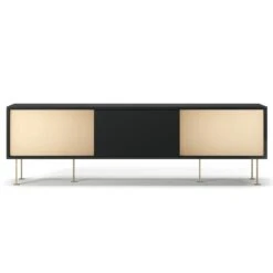 Vogue Fernsehbank 180 Cm Zwei Messingtüren Und Messingbeine, Anthrazit/Messing