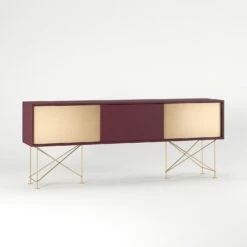 Vogue Fernsehbank 180 Zwei Messingtüren Und Zwei Ständer, Weinrot/Messing -Möbelgeschäft decotique vogue fernsehbank 180 zwei messingturen und zwei stander 118