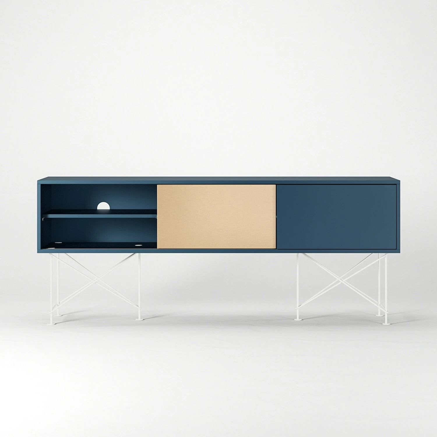 Vogue Fernsehbank 180 Zwei Messingtüren Und Zwei Ständer, Dunkelblau/Weiß 7 Vogue Fernsehbank 180 Zwei Messingtüren Und Zwei Ständer, Dunkelblau/Weiß – Bild 5