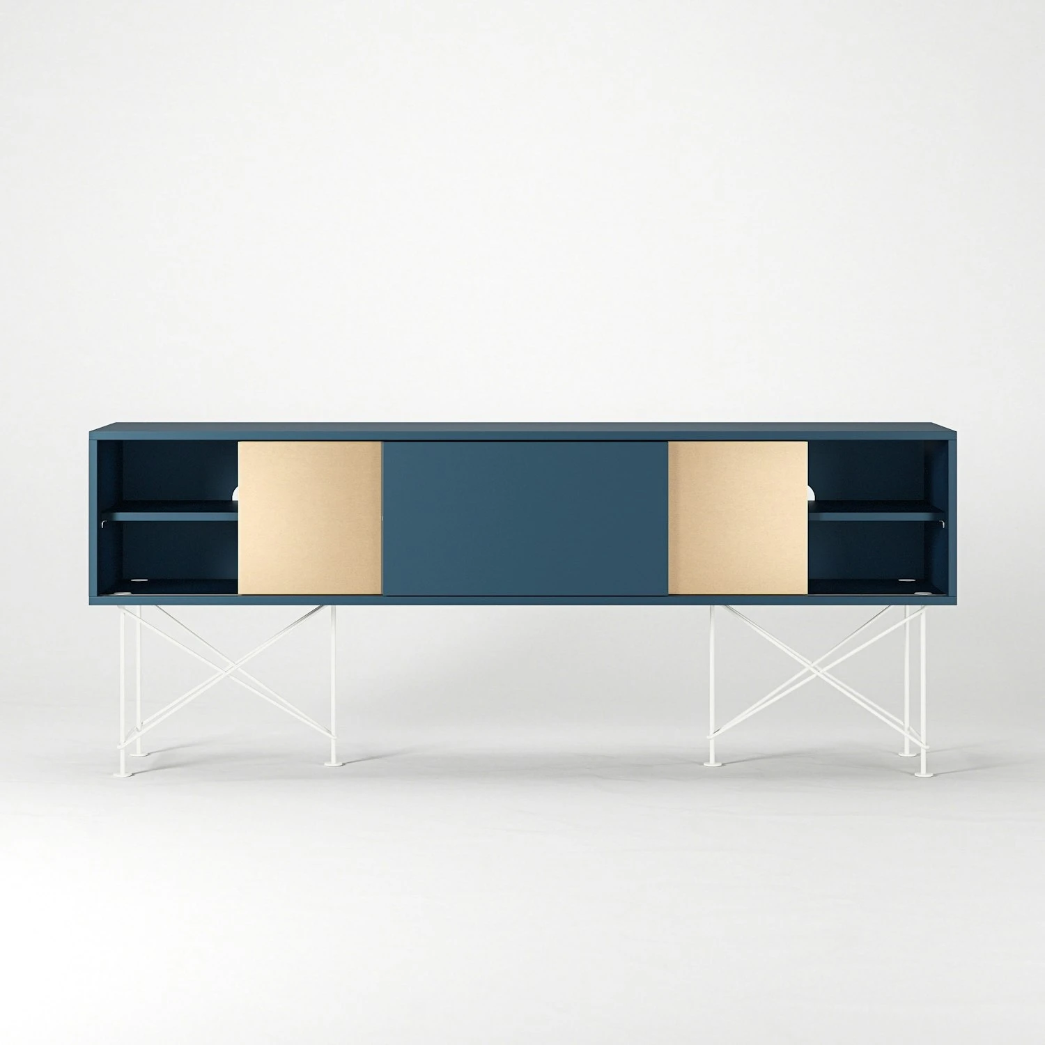 Vogue Fernsehbank 180 Zwei Messingtüren Und Zwei Ständer, Dunkelblau/Weiß 8 Vogue Fernsehbank 180 Zwei Messingtüren Und Zwei Ständer, Dunkelblau/Weiß – Bild 6