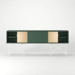 Vogue Fernsehbank 180 Zwei Messingtüren Und Zwei Ständer, Grün/Weiß -Möbelgeschäft decotique vogue fernsehbank 180 zwei messingturen und zwei stander 163