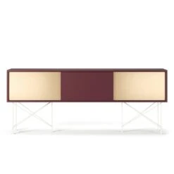 Vogue Fernsehbank 180 Zwei Messingtüren Und Zwei Ständer, Weinrot/Weiß