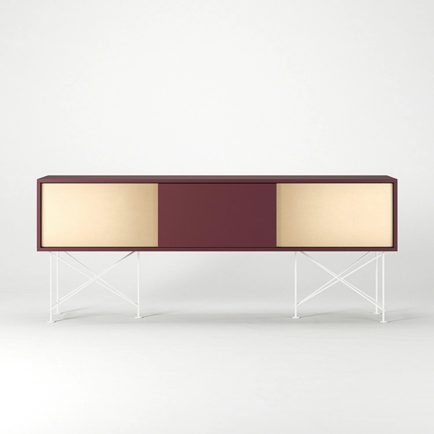 Vogue Fernsehbank 180 Zwei Messingtüren Und Zwei Ständer, Weinrot/Weiß 4 Vogue Fernsehbank 180 Zwei Messingtüren Und Zwei Ständer, Weinrot/Weiß – Bild 2