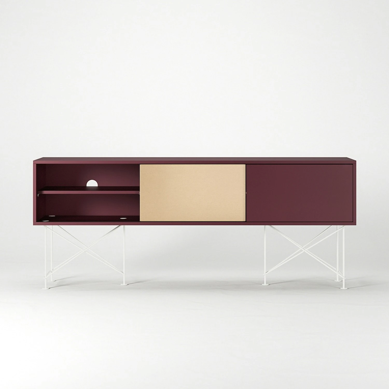 Vogue Fernsehbank 180 Zwei Messingtüren Und Zwei Ständer, Weinrot/Weiß 7 Vogue Fernsehbank 180 Zwei Messingtüren Und Zwei Ständer, Weinrot/Weiß – Bild 5