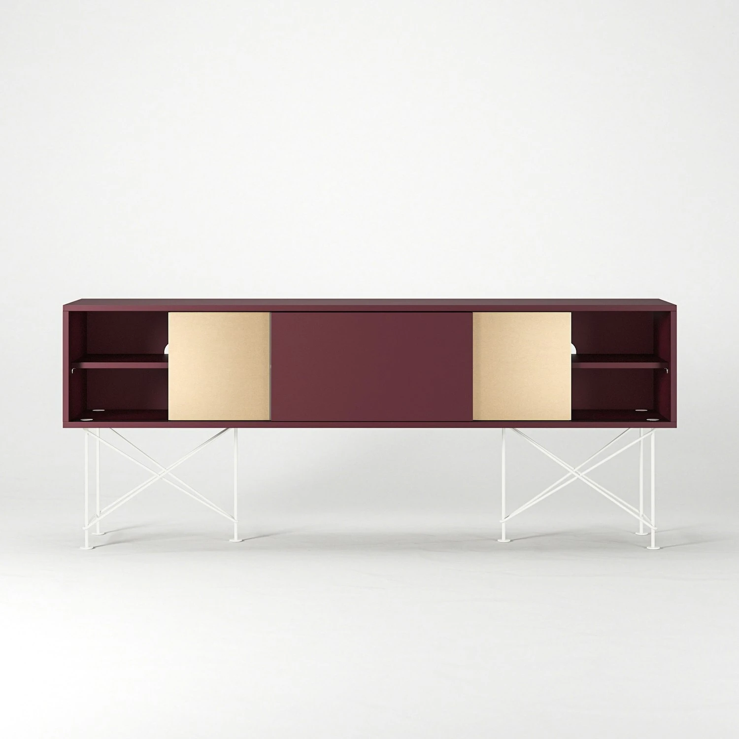 Vogue Fernsehbank 180 Zwei Messingtüren Und Zwei Ständer, Weinrot/Weiß 8 Vogue Fernsehbank 180 Zwei Messingtüren Und Zwei Ständer, Weinrot/Weiß – Bild 6