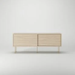 Vogue Medienbank Mit Beinen 136 Cm, White Pigmented Oak / Messing -Möbelgeschäft decotique vogue lowboard 136 cm auf messing beinen 56