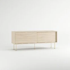 Vogue Medienbank Mit Beinen 136 Cm, White Pigmented Oak / Messing -Möbelgeschäft decotique vogue lowboard 136 cm auf messing beinen 57