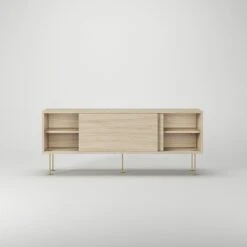 Vogue Medienbank Mit Beinen 136 Cm, White Pigmented Oak / Messing -Möbelgeschäft decotique vogue lowboard 136 cm auf messing beinen 60