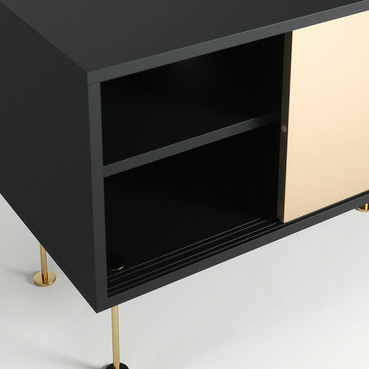 Vogue Sideboard 136 Cm, Messing-Schiebetüre & Anthrazit 6 Vogue Sideboard 136 Cm, Messing-Schiebetüre & Anthrazit – Bild 4