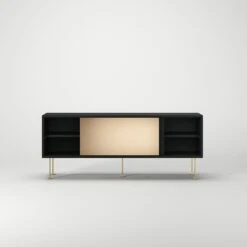 Vogue Sideboard 136 Cm, Messing-Schiebetüre & Anthrazit 13 Vogue Sideboard 136 Cm, Messing-Schiebetüre & Anthrazit -Möbelgeschäft decotique vogue lowboard 136 cm messing schiebeture messing beine 20