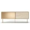 Vogue Sideboard 136 Cm, Messing-Schiebetüre & Weiße Eiche 2 Vogue Sideboard 136 Cm, Messing-Schiebetüre & Weiße Eiche -Möbelgeschäft decotique vogue lowboard 136 cm messing schiebeture messing beine 56