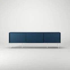 Vogue Medienbank Mit Beinen 180 Cm, Dunkelblau / Weiß -Möbelgeschäft decotique vogue lowboard 180 cm auf messing beinen 121