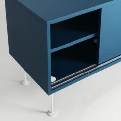 Vogue Medienbank Mit Beinen 180 Cm, Dunkelblau / Weiß -Möbelgeschäft decotique vogue lowboard 180 cm auf messing beinen 123