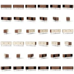 Vogue Medienbank Mit Beinen 180 Cm, Walnussfarben / Schwarz -Möbelgeschäft decotique vogue lowboard 180 cm auf messing beinen 195