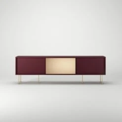 Vogue Lowboard 180 Cm, Weinrot/2WR1B/Messing 9 Vogue Lowboard 180 Cm, Weinrot/2WR1B/Messing -Möbelgeschäft decotique vogue lowboard 180 cm messingfarbene schiebetur messing beine 22