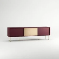 Vogue Lowboard 180 Cm, Weinrot/2WR1B/Messing 10 Vogue Lowboard 180 Cm, Weinrot/2WR1B/Messing -Möbelgeschäft decotique vogue lowboard 180 cm messingfarbene schiebetur messing beine 23