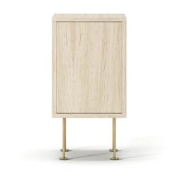 Vogue Nachttisch, White Pigmented Oak / Messing