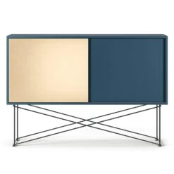 Vogue Sideboard 136 Eine Messingtüre Und Gestell, Dunkelblau/Schwarz