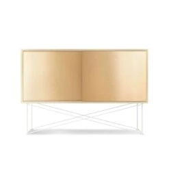 Vogue Sideboard 136 Mit Gestell, Weißpigmentierte Eiche/Weiß