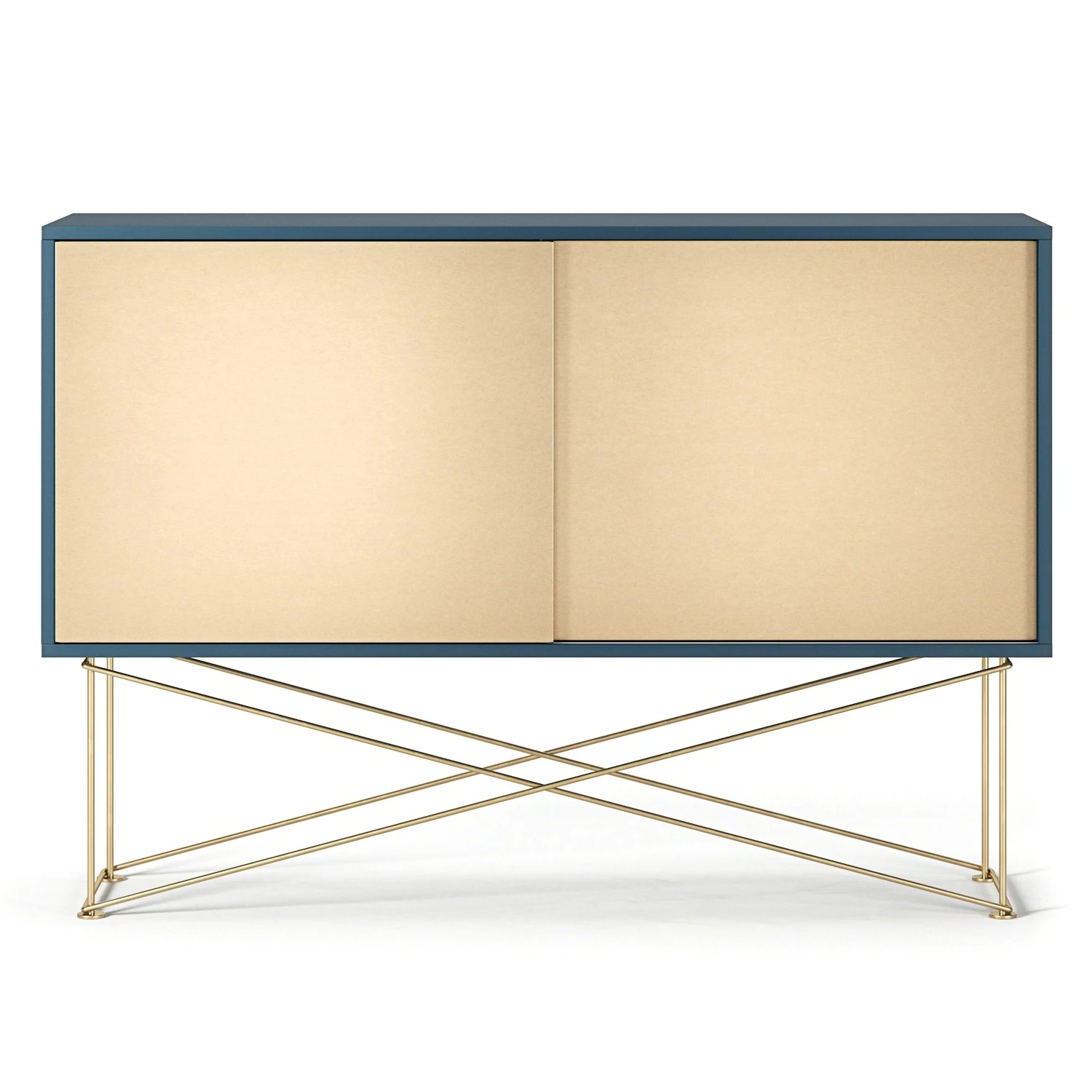 Vogue Sideboard 136 Zwei Messingtüren Und Gestell, Dunkelblau/Messing 3 Vogue Sideboard 136 Zwei Messingtüren Und Gestell, Dunkelblau/Messing