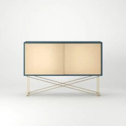 Vogue Sideboard 136 Zwei Messingtüren Und Gestell, Dunkelblau/Messing 9 Vogue Sideboard 136 Zwei Messingtüren Und Gestell, Dunkelblau/Messing -Möbelgeschäft decotique vogue sideboard 136 zwei messingturen und gestell 39