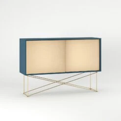 Vogue Sideboard 136 Zwei Messingtüren Und Gestell, Dunkelblau/Messing 10 Vogue Sideboard 136 Zwei Messingtüren Und Gestell, Dunkelblau/Messing -Möbelgeschäft decotique vogue sideboard 136 zwei messingturen und gestell 40