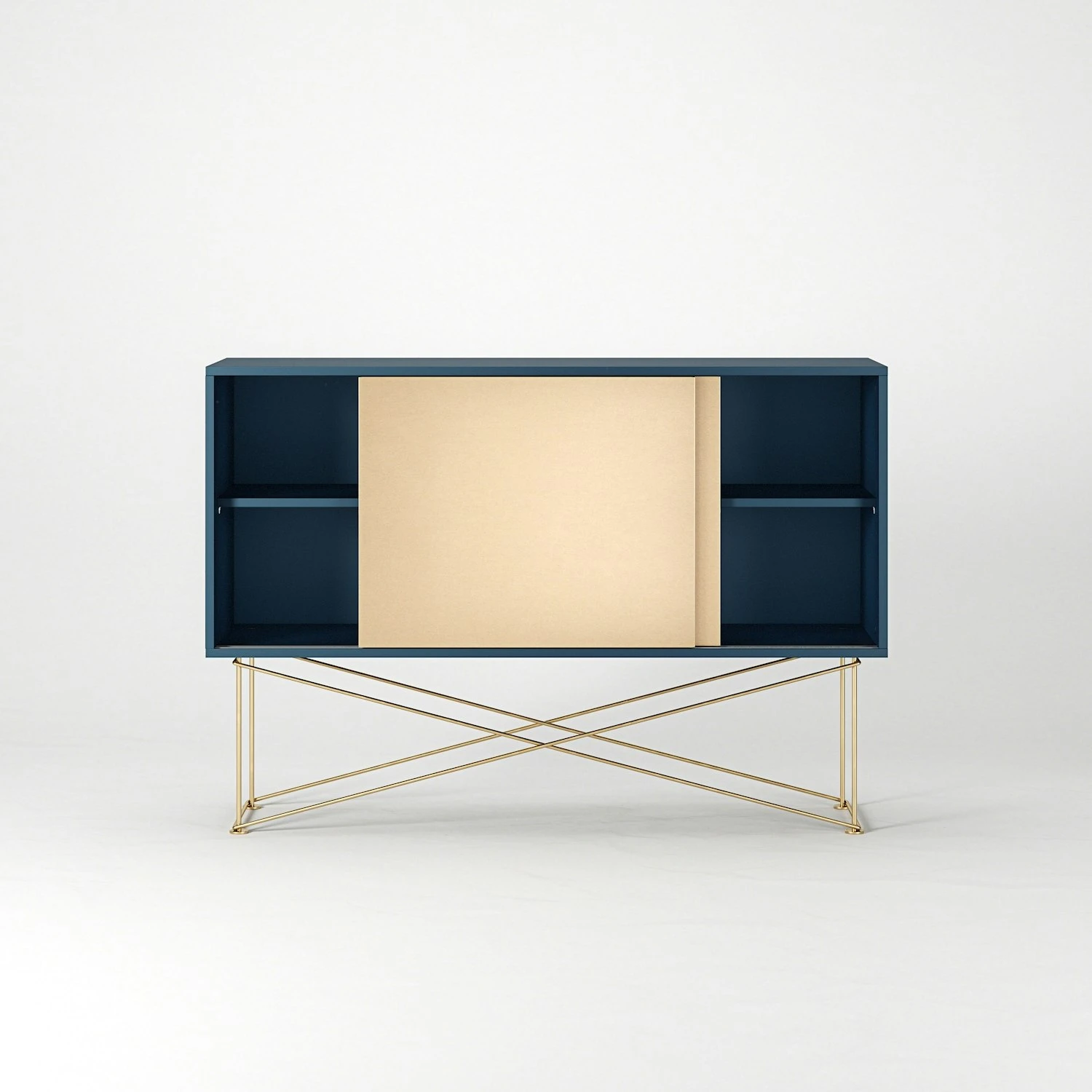 Vogue Sideboard 136 Zwei Messingtüren Und Gestell, Dunkelblau/Messing 8 Vogue Sideboard 136 Zwei Messingtüren Und Gestell, Dunkelblau/Messing – Bild 6