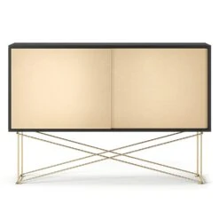 Vogue Sideboard 136 Zwei Messingtüren Und Gestell, Anthrazit/Messing